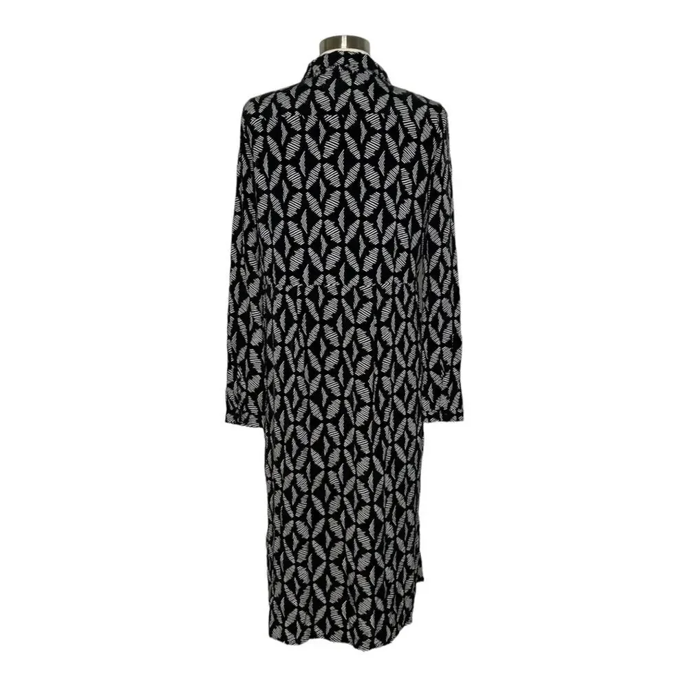 Whistles Courtney Geo Printed Dress Black and White Size 8